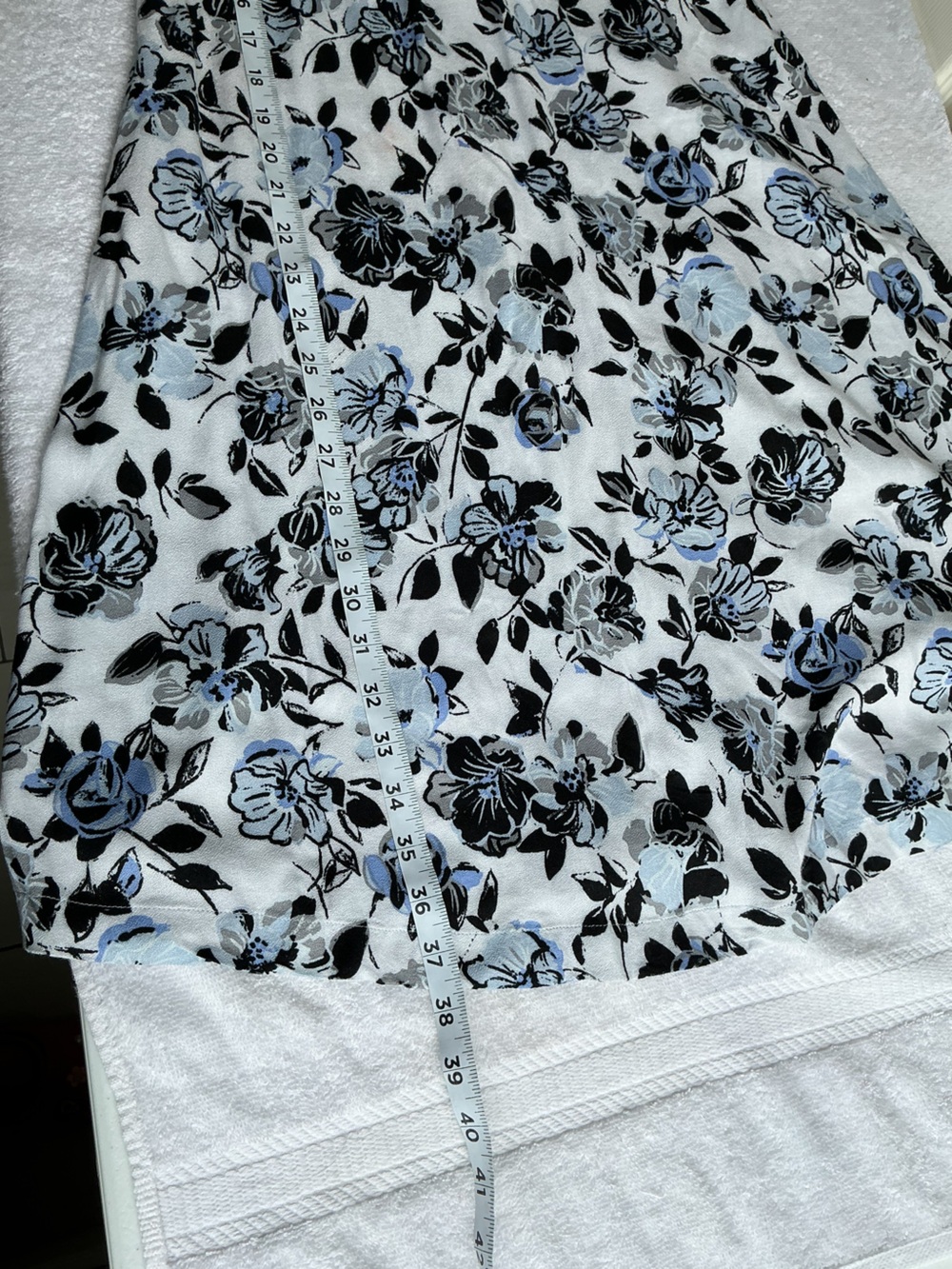 dip White Dress with Blue & Black Floral Print - Picture 9 of 11
